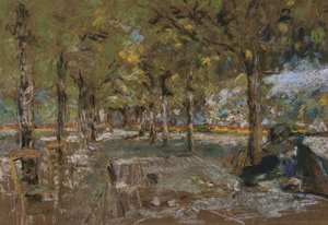 アンフレヴィルの木々の下で読書、1906年頃 作： Edouard Vuillard