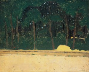 森の端のルート、1904年頃（木の段ボールに油彩） 作： Edouard Vuillard