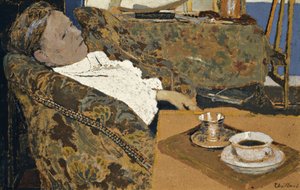 アーティスト「マザーリクライニング、ラメールドエル」Artiste Resting、c.1897 作： Edouard Vuillard