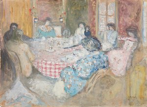 市松模様のテーブルクロス。市松模様のテーブルクロス、1910 作： Edouard Vuillard