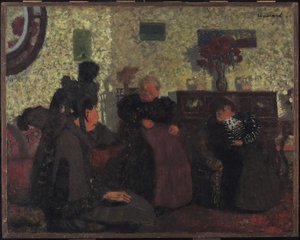 1899年の未亡人訪問（紙に油彩） 作： Edouard Vuillard