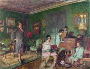 ヴュイヤール、エドゥアール（1868-1940） 《アンドレ・ウォルザー夫人とその子供たち》 油彩・キャンバス 1927年 ナショナル・ギャラリー、ロンドン 89,2x116,5 作： Edouard Vuillard