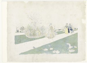 パリのチュイルリー庭園の歩行者 ル ジャルダン デ チュイルリー 作： Edouard Vuillard