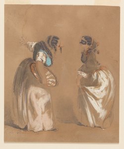 お辞儀をする2人の仮面の女性 作： Edouard de Beaumont