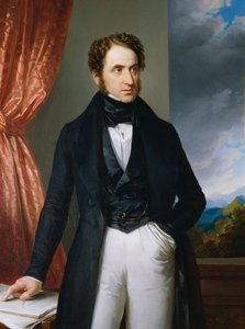 ヴァイオリン奏者で作曲家のヨーゼフ・ベネシュの肖像 1795～1873年、1840年。 作： Eduard Ender
