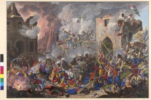1686年9月2日、ハンガリーによるブダの再征服は勝利に終わった。 作： Eduard Gurk