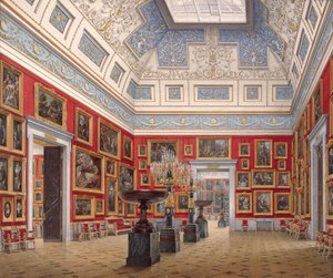 新庵のインテリア。フランドル絵画の部屋、1854年 作： Eduard Hau