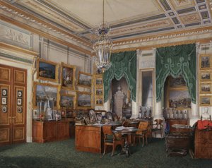 冬宮殿のインテリア。皇帝アレクサンドル2世の研究、1857年 作： Eduard Hau