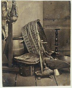エペ、バスケット、ストーブ用品のある静物 作： Eduard Isaac Asser