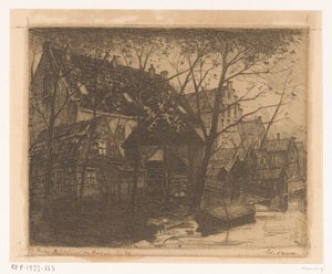 水辺の家々の裏 作： Eduard Karsen (signed by artist)