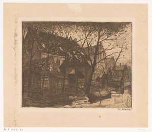 水辺の家々の裏 作： Eduard Karsen (signed by artist)