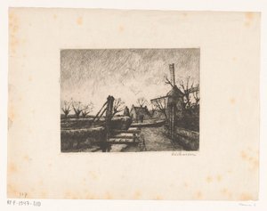 溝に沿った橋のある道 作： Eduard Karsen (signed by artist)
