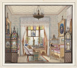 皇后アレクサンドラ・フョードロヴナの居間、コテージ宮殿、サンクトペテルブルク、ロシア 作： Eduard Petrovich Hau