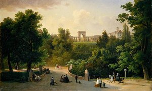 カールスラント庭園からフリードリヒスプラッツまでの眺め 作： Eduard Stiegel
