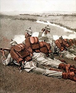 デューズの近く、ドイツの雑誌「Simplicissimus」のイラスト、1915年頃（石版） 作： Eduard Thöny