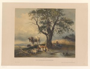 風景の中で休んでいる多くの人物 Des Landmans Mittagsruhe (オブジェクトのタイトル) 作： Eduard Weixlgärtner