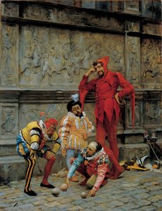 コションネットを演奏する道化師、1868 作： Eduardo Zamacois y Zabala