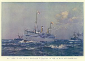 コーンウォールとヨークの公爵と公爵夫妻が植民地ツアーを行っているHMSオフィール
