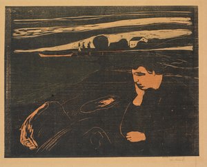 夜。 浜辺で (メランコリー) 作： Edvard Munch