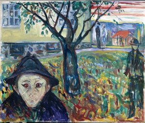 庭での嫉妬 - エドヴァルド・ムンク（1863-1944）。キャンバスに油彩 作： Edvard Munch