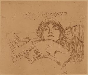 若い女性。 1896 作： Edvard Munch