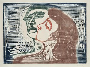 顔と顔がくっつく（男女がキスをしている） 作： Edvard Munch
