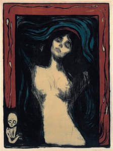 マドンナ（恋する女性）。 エドヴァルド・ムンク (1863-1944) の作品、カラー リトグラフ 作： Edvard Munch