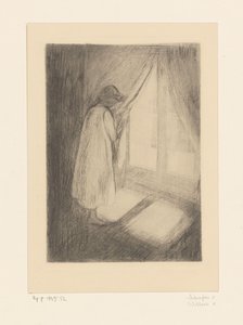 窓際のナイトガウンの女の子 窓辺の少女（原題） 作： Edvard Munch