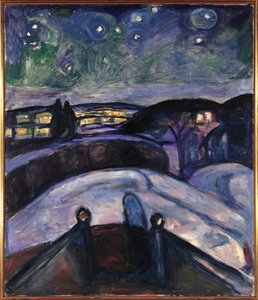 ノルウェー、オスロ、星降る夜 作： Edvard Munch