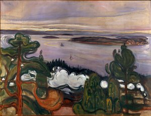 汽車の煙 エドヴァルド・ムンク（1863-1944）の絵画 1900年 日84,5x109 cm オスロ、市立アートコレクション・ムンク美術館 (Musee Munch) 作： Edvard Munch