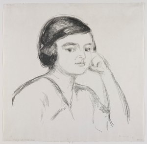 頬に手を当てた若い女性 作： Edvard Munch