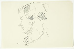 画家のエレン・オルリックの肖像習作、左の横顔 作： Edvard Weie