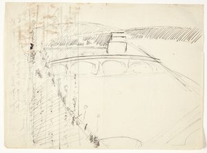 ルンガルノの窓から川越しにサント・スピリトとサン・ミニアートの丘、フィレンツェを望む 作： Edvard Weie
