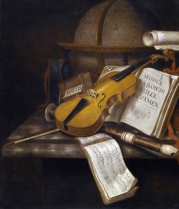 静物画「ヴァニタス」-エドワート・コリエ（1642-1708）の絵画-油彩・キャンバス、71,6x60,6-個人蔵