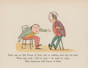 ディールの老人で、歩くときにかかとしか使わない人がいた（彩色刻印） 作： Edward (after) Lear