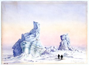 1911年9月1〜11日、ケープエヴァンス沖の氷山（紙にトイレ） 作： Edward Adrian Wilson