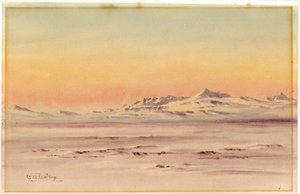 南極沿岸の風景、1901〜04年（紙にトイレ） 作： Edward Adrian Wilson