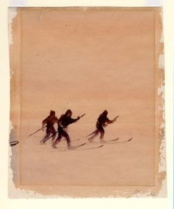 スキーをする男性、1901〜04年（紙にトイレ） 作： Edward Adrian Wilson