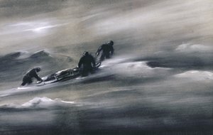 雪のそりを持つ3人の男性（1910〜12年） 作： Edward Adrian Wilson