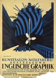 貿易委員会と大英博物館のための英語のグラフィック展のドイツのポスター 作： Edward Alexander Wadsworth