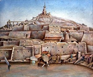 マルセイユ、1926年頃（パネル上のテンペラ） 作： Edward Alexander Wadsworth