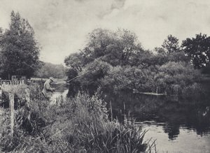 テスト中のストックブリッジ下のブート島（モノクロ写真） 作： Edward Alfred Barton