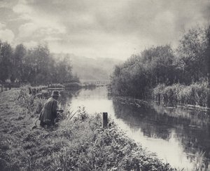 ラムズベリー下のケネット川（モノクロ写真） 作： Edward Alfred Barton