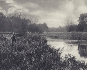 レックフォード・オン・ザ・テストの浅瀬（モノクロ写真） 作： Edward Alfred Barton