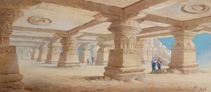 「ロック カット テンプル、エローラ」、マハラシュトラ州、インド、1878 年 作： Edward Arthur Heffer