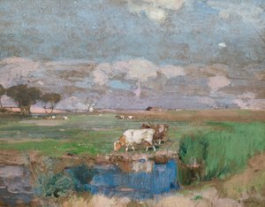 サフォークの牧草地 作： Edward Arthur Walton