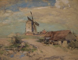 風車、c.1900-04（水彩） 作： Edward Arthur Walton
