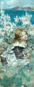 春の子供 作： Edward Atkinson Hornel