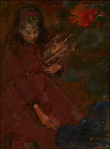 薪集め（キャンバスに油彩） 作： Edward Atkinson Hornel