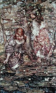 百合の花を集める 作： Edward Atkinson Hornel